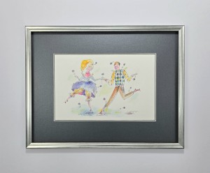 Kotewicz Hanna /No ładne kwiatki ... / akwarela-piórko / 35 x 45 /    