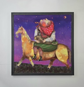 Waszak Emilia / Baba ,koń i pies  / akryl na płótnie / 75 x 75