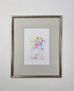 Kotewicz Hanna / Popołudniowe tete - a - tete  /akwarela-piórko / 45 x 37 /     