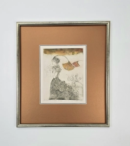 Purzycka Edyta / Z-wiedziona miłorzębem / grafika - akwarela /  44 x 39