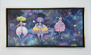 Kotewicz Hanna  /  Wróżki kotuszki  /  płótno-akryl /  50 x 100