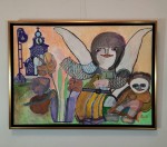 Żarski Henryk / Anioł z dziewczynką / płótno-akryl / 50 x 70