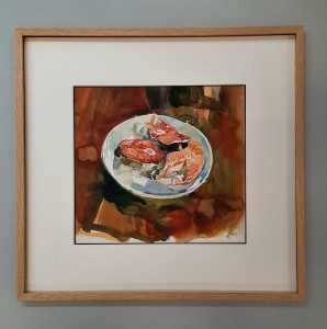 Jakobow Mircho / Salmon steaks  / akwarela / 57 x 60